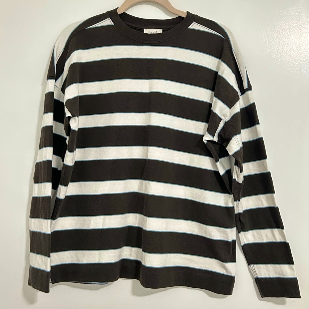 AYR The Early Morning Tee, Women’s, Brown, Blue, White Stripe, Deli Stripe, S